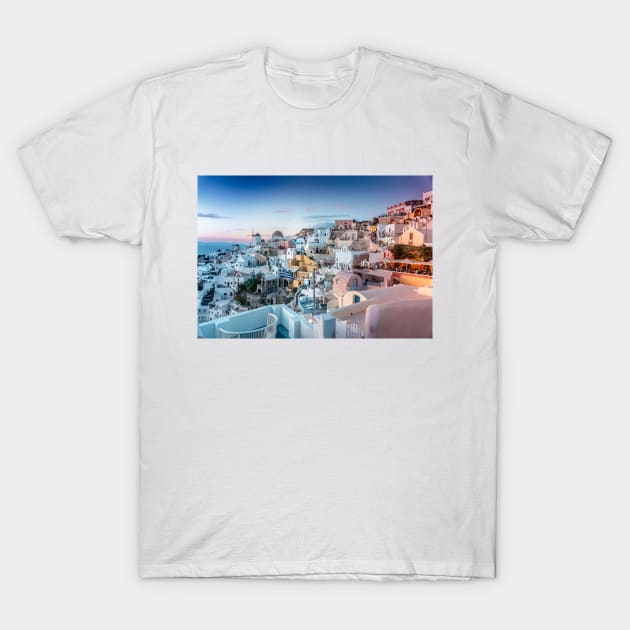 Santorini, Greece T-Shirt by JC's Fitness Co.